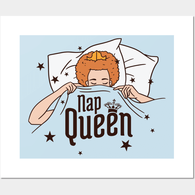 Funny Nap Queen Cartoon Redhead // Sleepy Girl Wall Art by SLAG_Creative